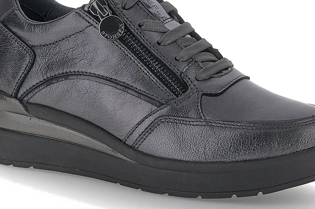 Zapatillas mujer Stonefly Cream 58 gris oscuro de piel con cremallera 221733