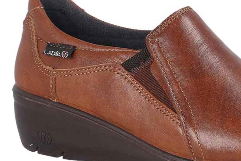 Mocasines con cuña Laura Azaña LA26801 en cuero para mujer