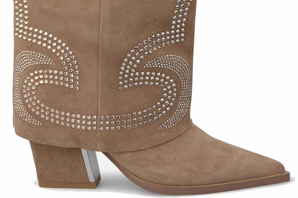 Botas cowboy de ante Alma en Pena I260758 visón con pedrería