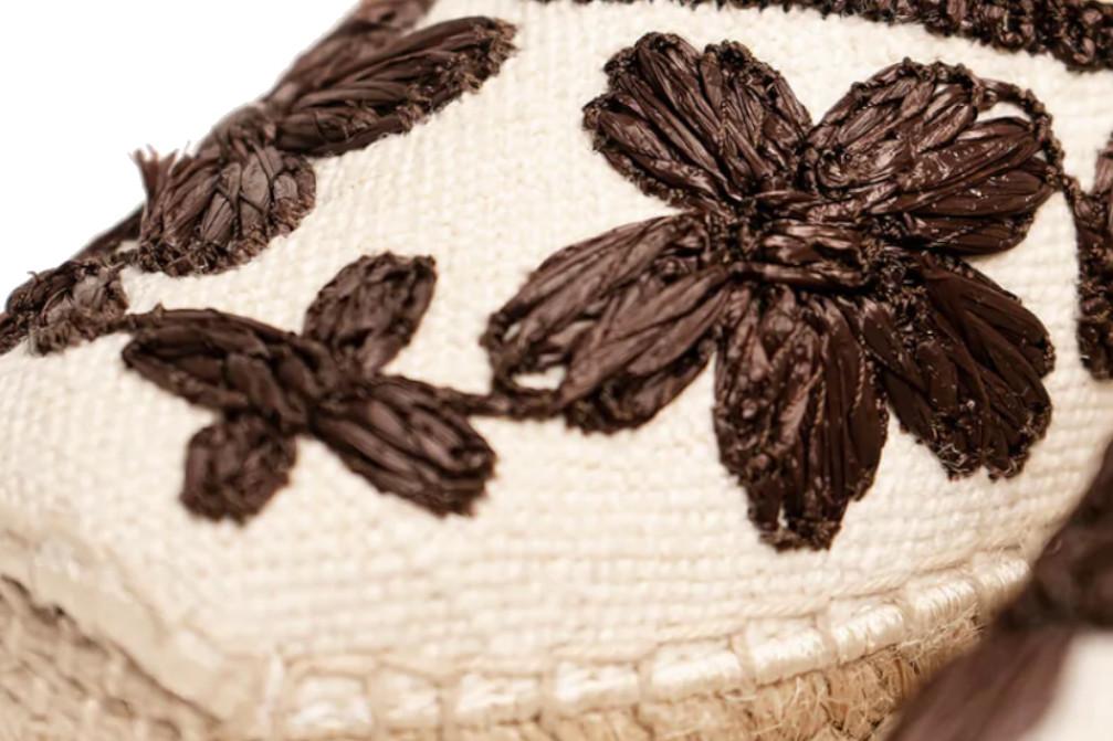 Alpargatas de cuña alta Alhamas Romero 12122BP7D de yute con estampado de flores