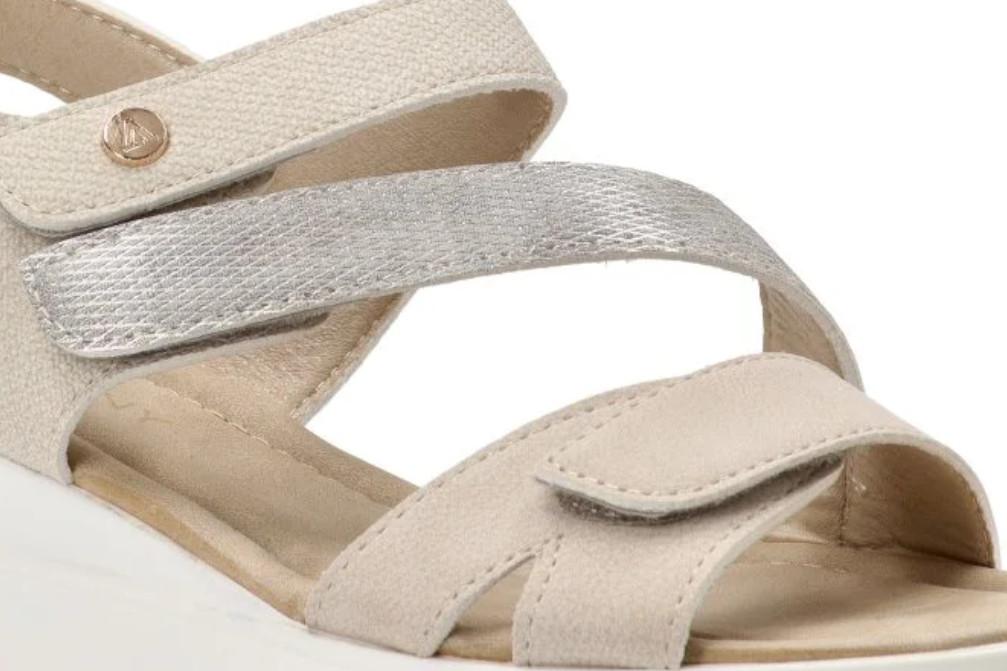Sandalias de Cuña ETIKA by ARMONY Palmones 40006 Beige para Mujer con Tiras Cruzadas