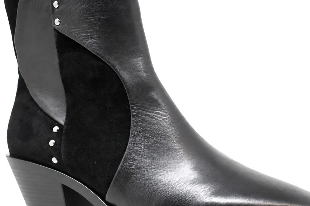 Botines de ante negros estilo western Regarde le Ciel Helly-01 para mujer