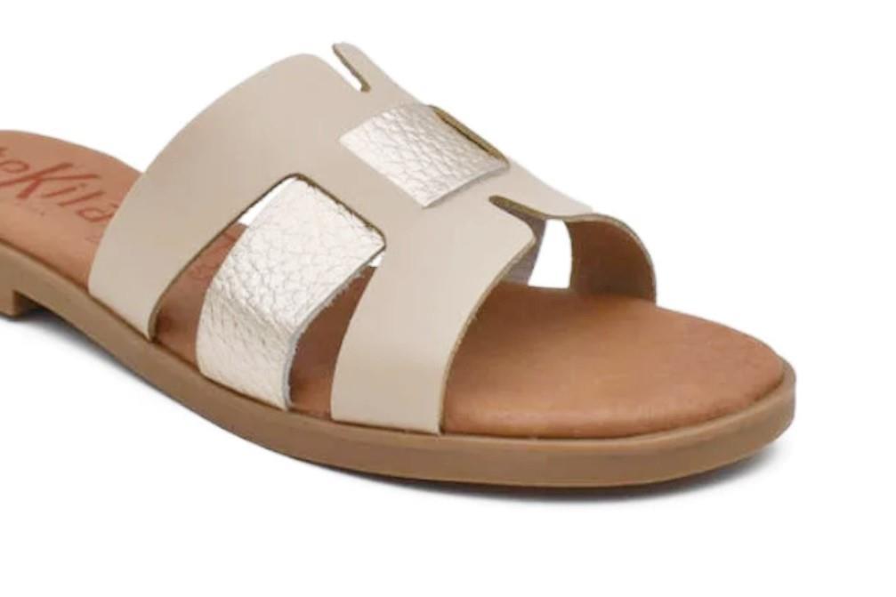 Sandalias de pala planas Tekila 144 en beige para mujer