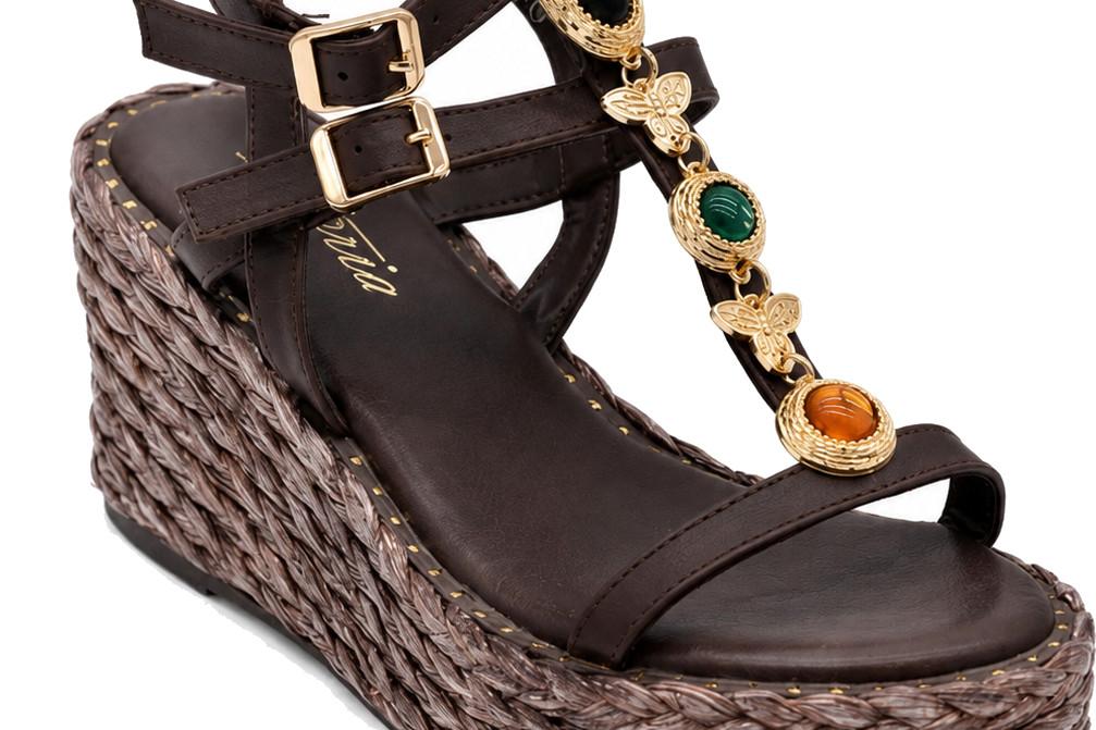 Sandalias con cuña romana de yute Isteria 1119 marrón para mujer