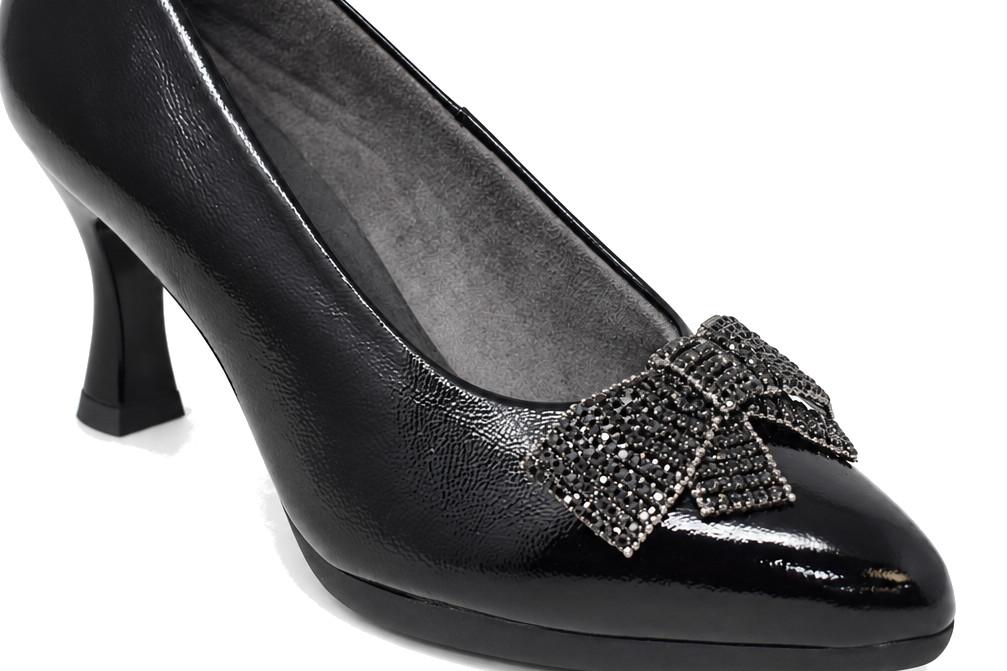 Zapatos de Tacón Pitillos 30531 Negro Mujer – Zapatos de fiesta Charol con Lazo