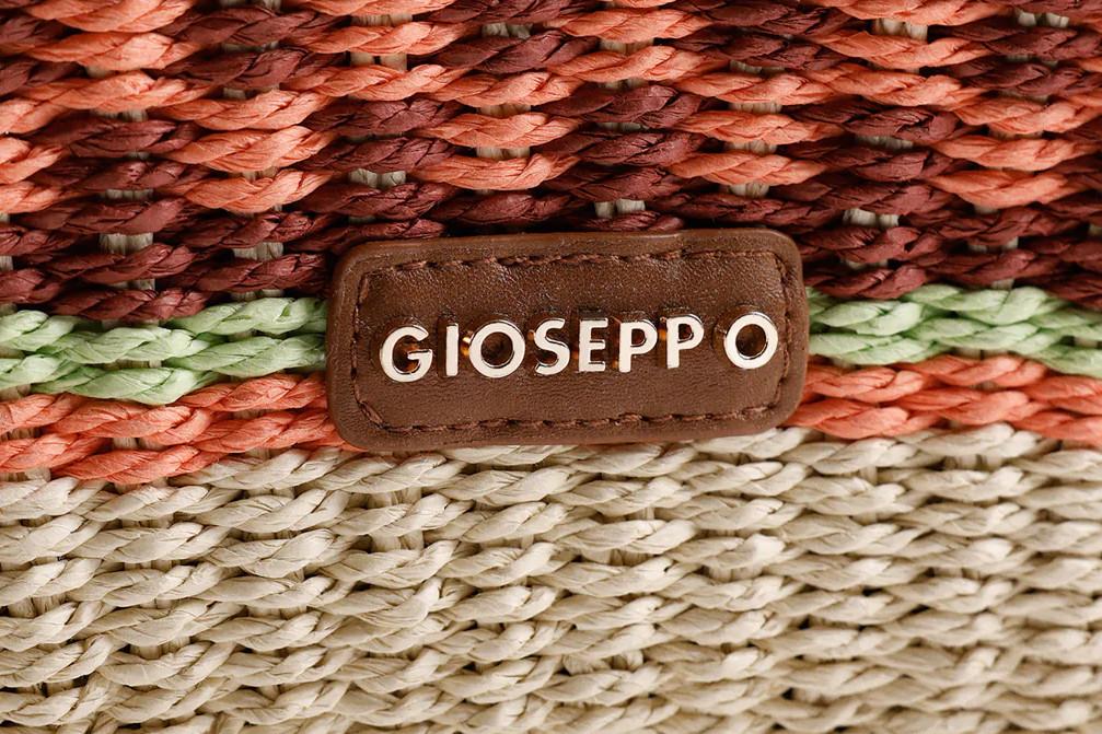 Bolso Capazo Gioseppo Pangani 78142 coral Efecto Rafia con Estampado Multicolor