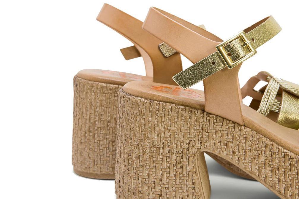 Sandalias con cuña Porronet Jana 3061 en oro