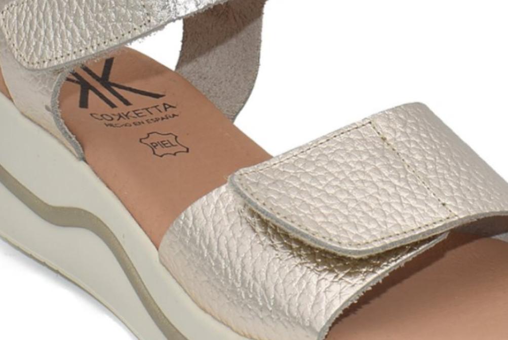 Sandalias Deportivas Cokketa 923 Platino Mujer | Piel, Plantilla Gel y Máximo Confort
