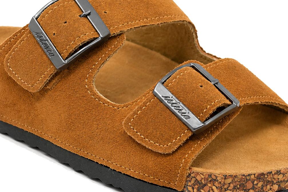 Sandalias Bio Hombre Isteria 1001 Camel | Sandalias Anatómicas con Doble Hebilla