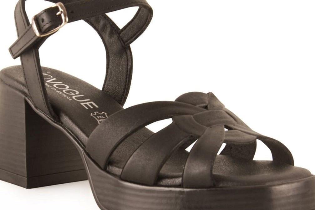 Sandalias con tacón Invogue S-1080 en negro para mujer