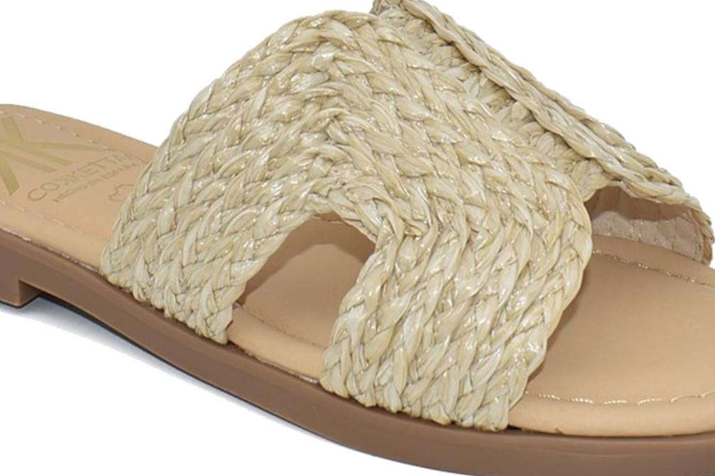 Sandalia de pala plana para Mujer Cokketa MOD. 146 Beige con Pala de Rafia Natural