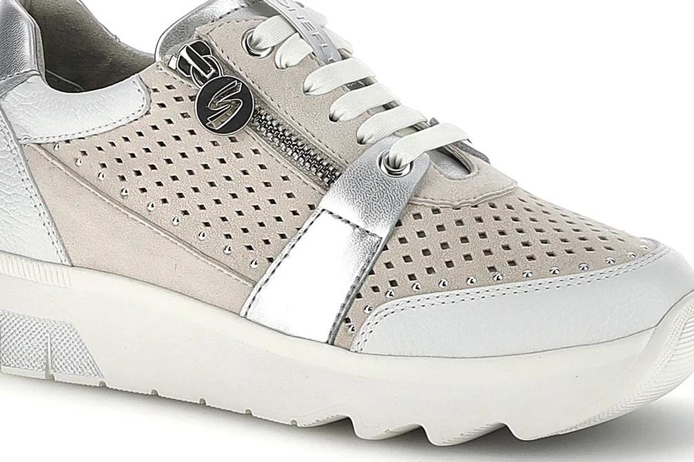 Zapatillas deportivas Stonefly 223579 Spock 47 Gris Claro Mujer con Cremallera | Piel y Memory Foam