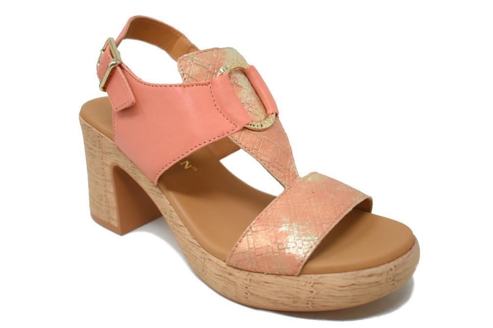Sandalias de tacón Paula Urban 32-747 Picasso en papaya para mujer