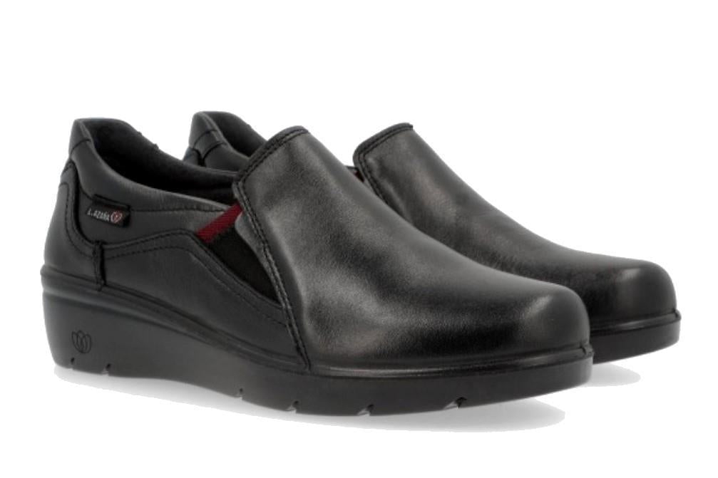 Mocasines con cuña Laura Azaña LA26801 en negro para mujer