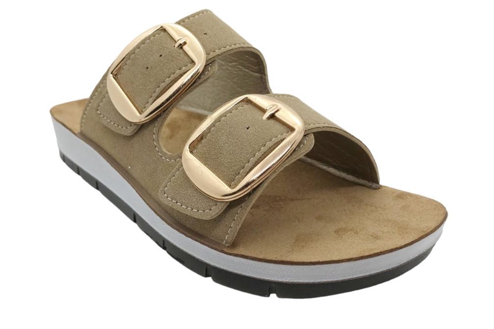 Sandalia estilo bio tipo chancla Inblu CP000061 marrón para mujer con planta de piel