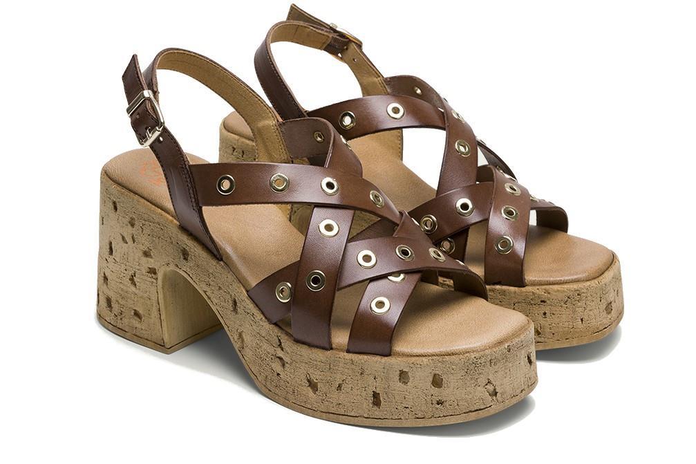 Sandalias con tacón Porronet Zoe 3179 en moka para mujer