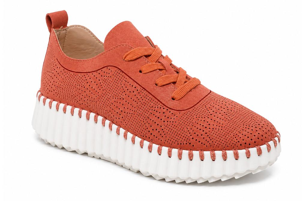 Zapatillas deportivas mujer Walk & Fly Astrid 9837K rojas | Sneakers cómodas con cuña