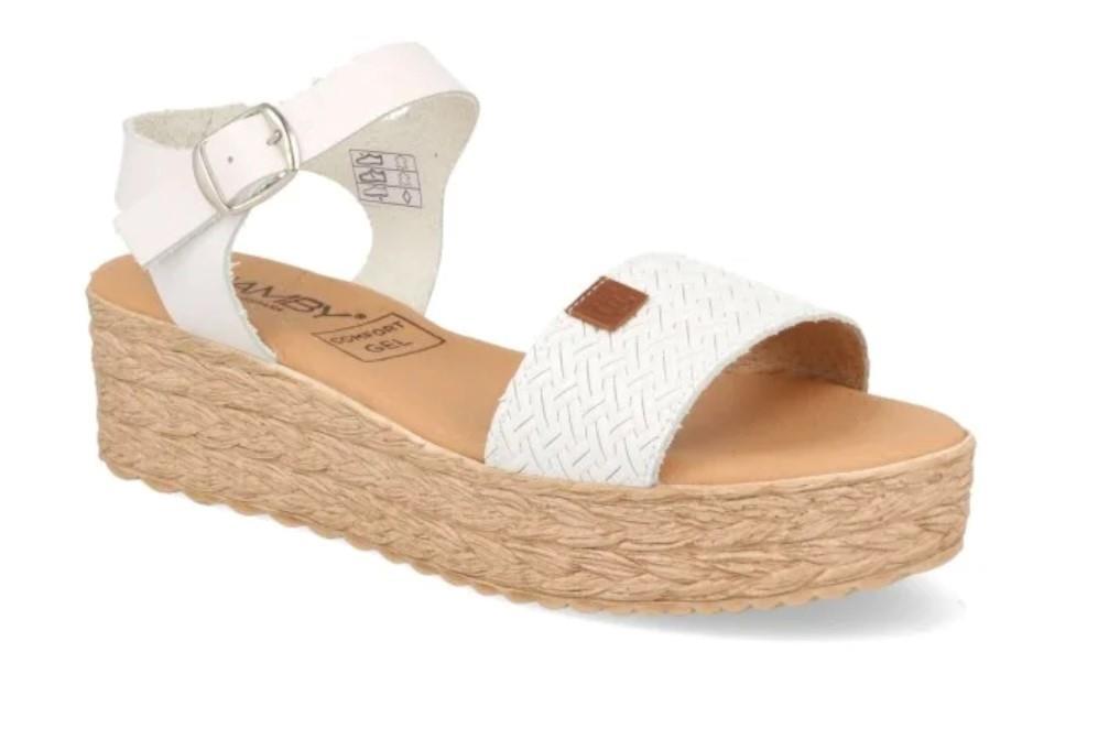 Sandalias con cuña Chamby 327 en blanco para mujer
