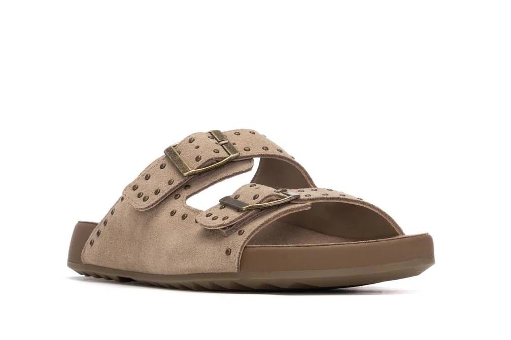 Sandalias planas bio XTI 145122 beige para mujer | Sandalias de serraje cómodas y tendencia