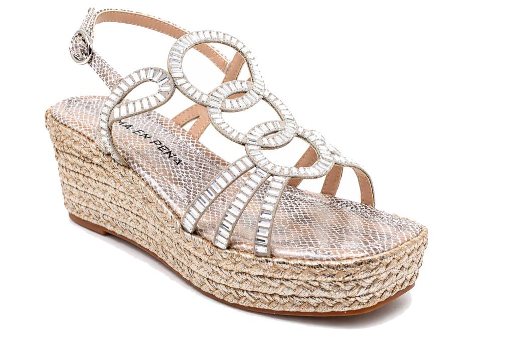 Sandalias con cuña media Alma en Pena para mujer de esparto