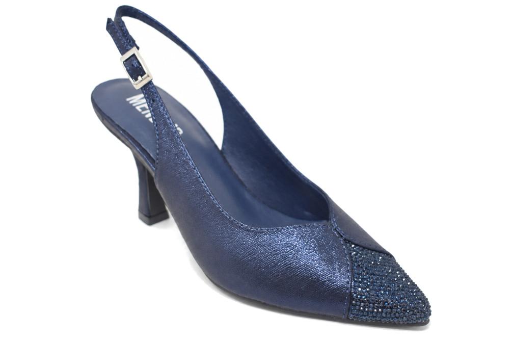 Zapatos de tacón de fiesta Menbur destalonados azul marino con pedrería