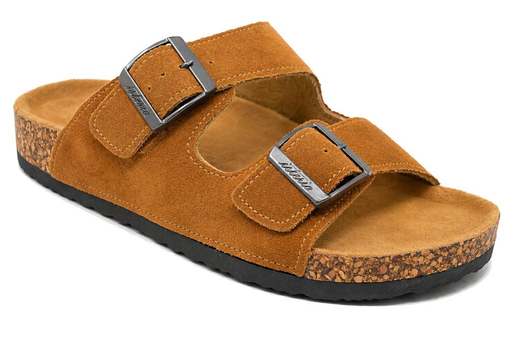 Sandalias Bio Hombre Isteria 1001 Camel | Sandalias Anatómicas con Doble Hebilla