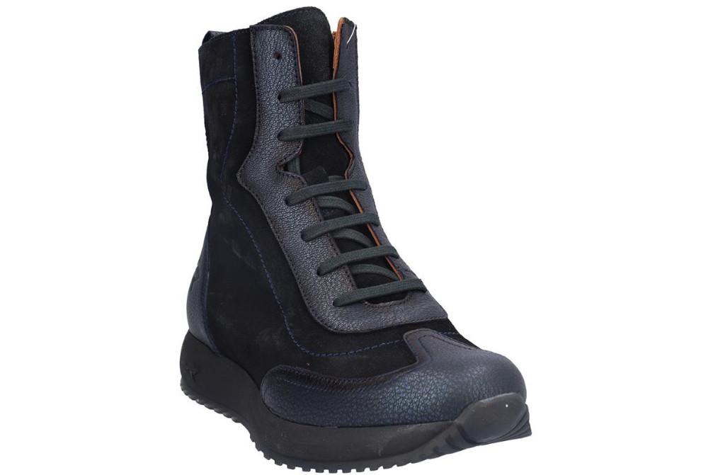 Botines deportivos Kangaroos 1164-4 de serraje marino metalizado con cordones