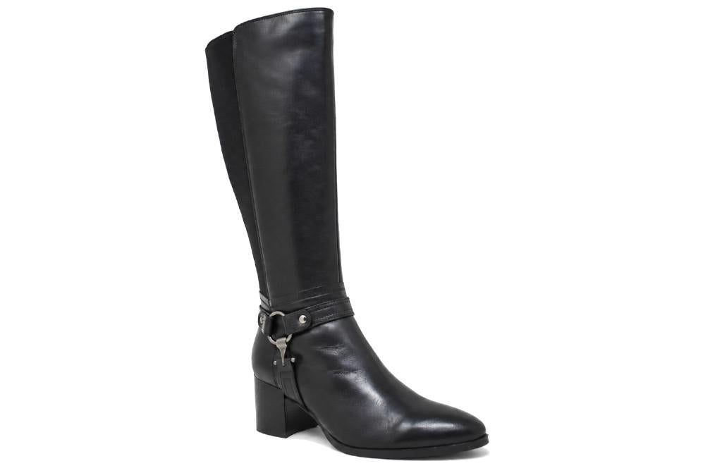 Bota alta de piel negra hasta la rodilla Regarde le Ciel Jolene-35 para mujer