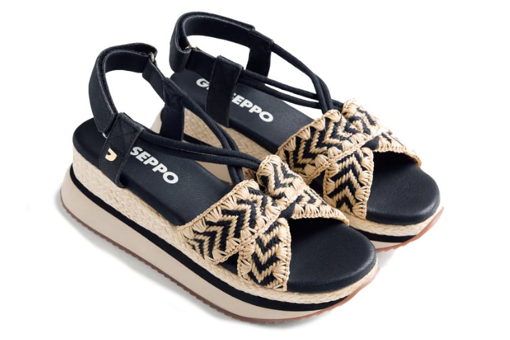 Sandalias de Cuña Bordado Gioseppo Ugunja 78618 Negro para Mujer