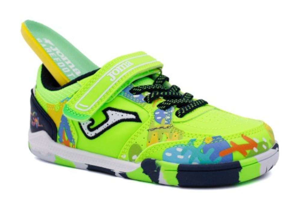 Zapatillas deportivas Barefoot Fútbol Sala Joma Top Flex JR 2611 BFTJW2611INV para niño en verde