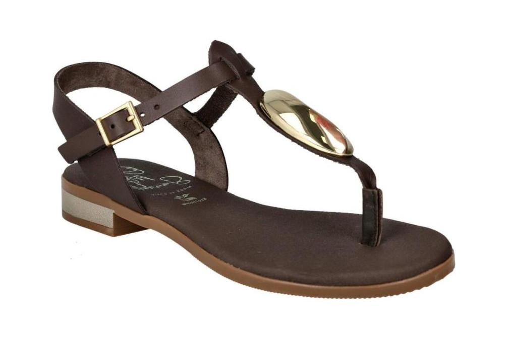 Sandalias esclavas de Piel Oh! My Sandals 5864 marrón para mujer – Sandalias de dedo y Correa Ajustable
