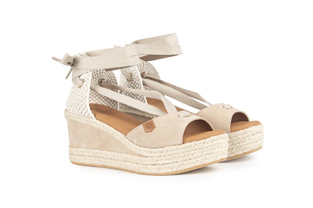 Sandalia Popa Valdés en serraje beige para mujer
