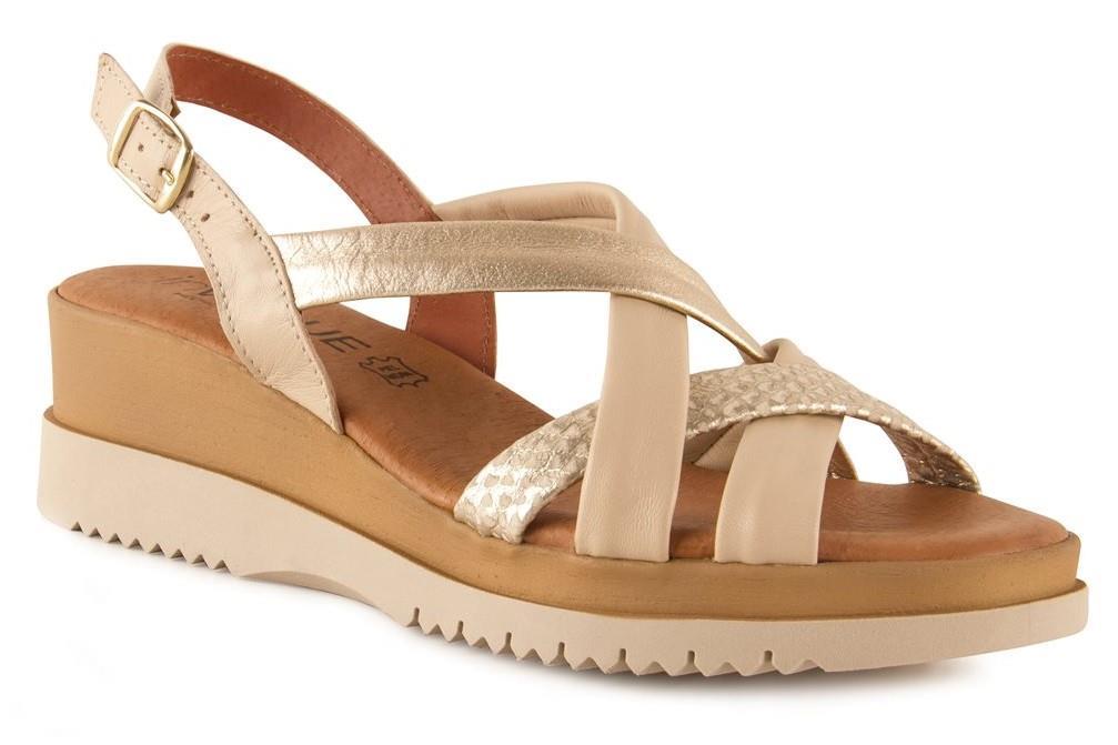 Sandalias con cuña In vogue 5024 en beige para mujer