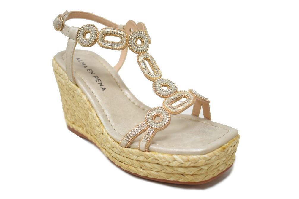 Sandalias con cuña Alma en pena V2551262 en oro para mujer