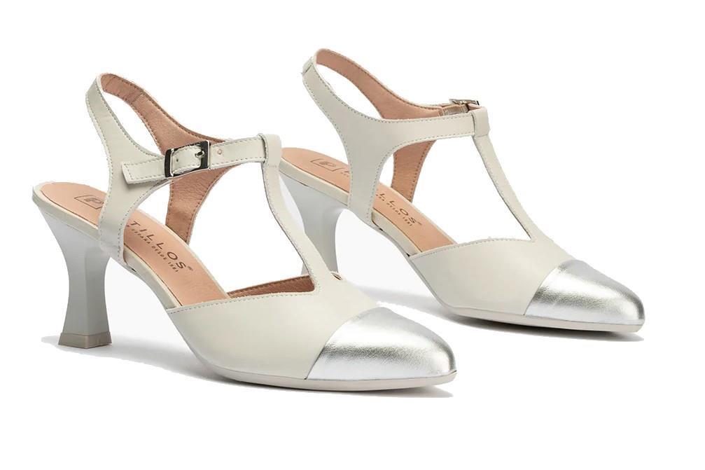 Zapatos de tacón Pitillos 10524 en plata para mujer