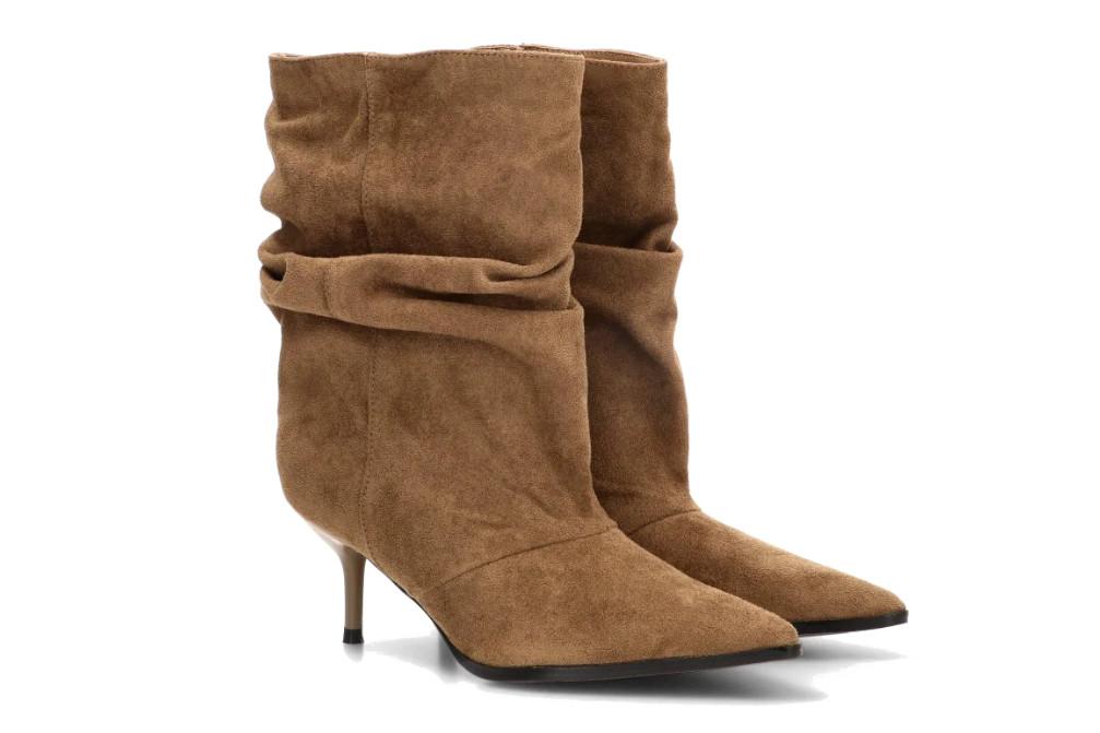 Botines de tacón Etika Estelle 32033 taupe con caña arrugada