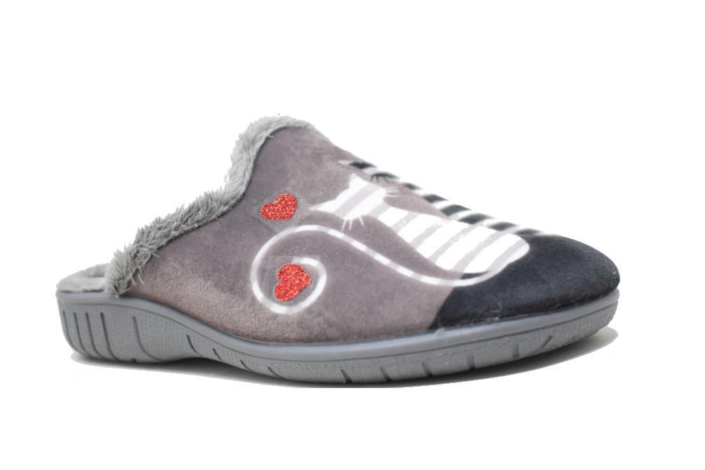 Zapatilla de casa para mujer en color gris
