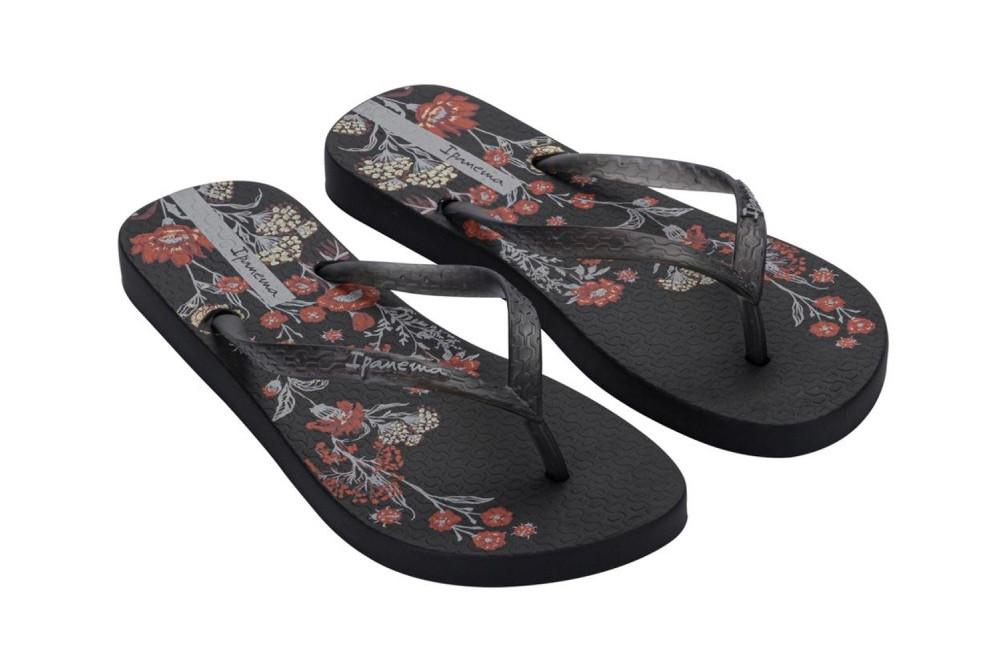 Chanclas Ipanema Oasis FEM IP26571 Negras para Mujer | Sandalias de Dedo con Detalles Florales