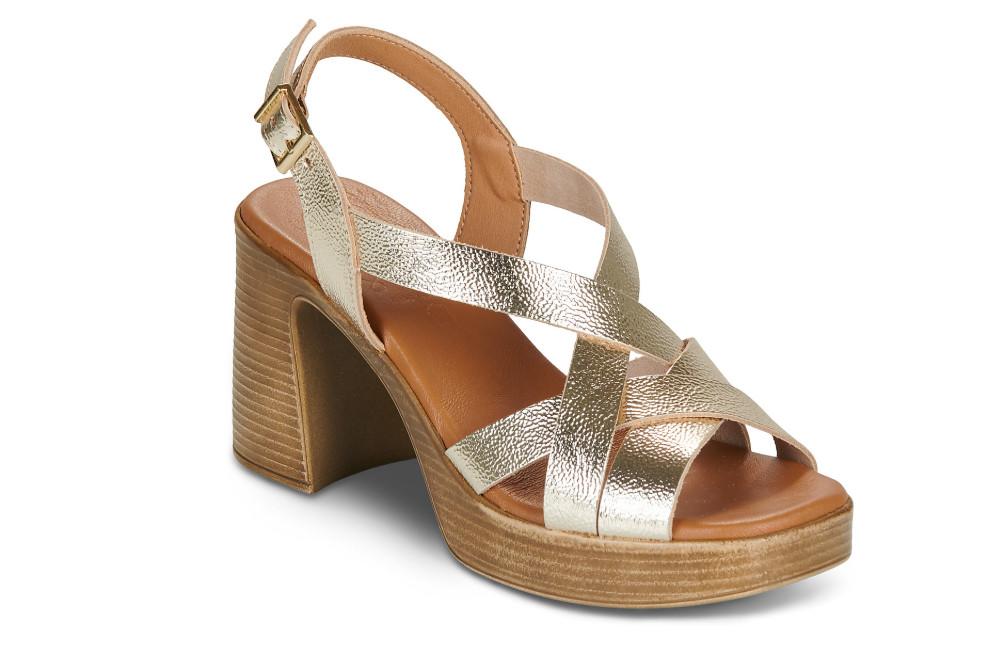Sandalias de tacón Oh! My Sandals 5938 Dorado para mujer – Sandalias de fiesta y tacón Ancho