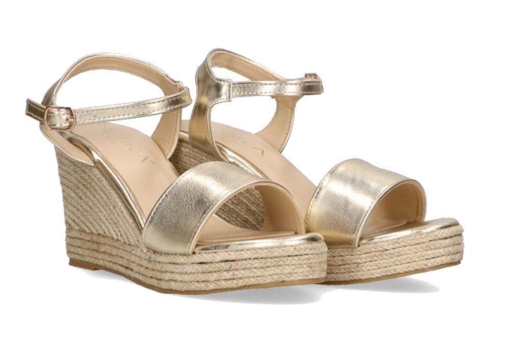 Alpargatas con cuña Etika 20013 en oro para mujer