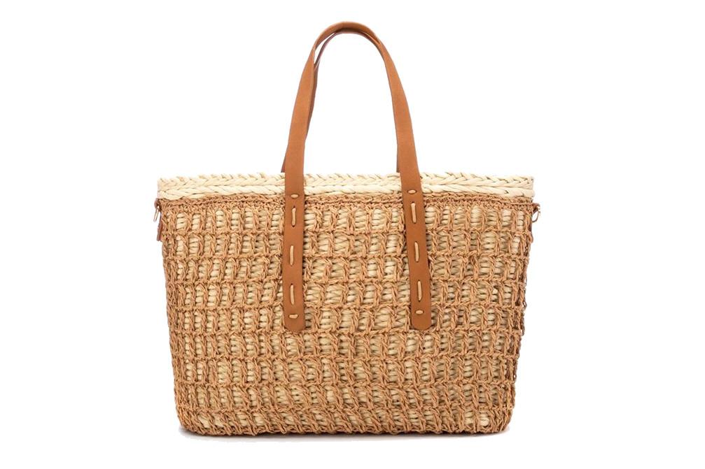Bolso shopper para mujer XTI 184604 Hielo Rafia – Diseño Diario con Cierre de Cordones