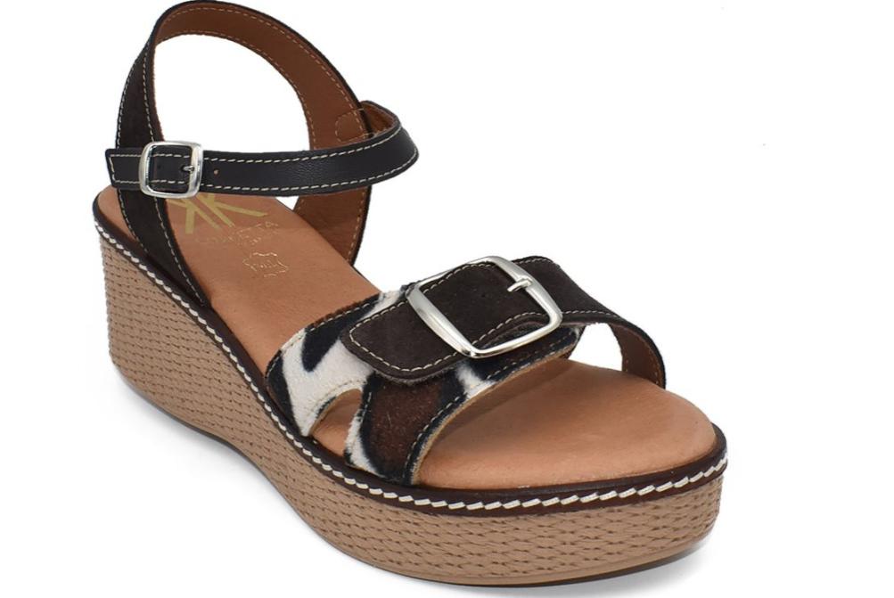 Sandalias con Cuña Cokketa 500 Animal Print Mujer | Piel, Plantilla Gel y Máximo Confort