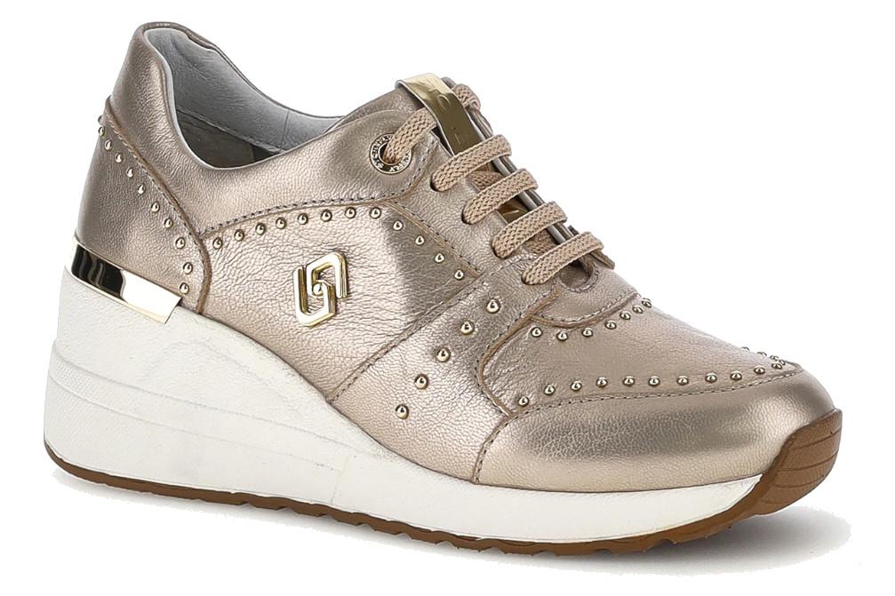 Zapatillas deportivas con cuña Stonefly 223596 Mina 4 en oro de piel laminada