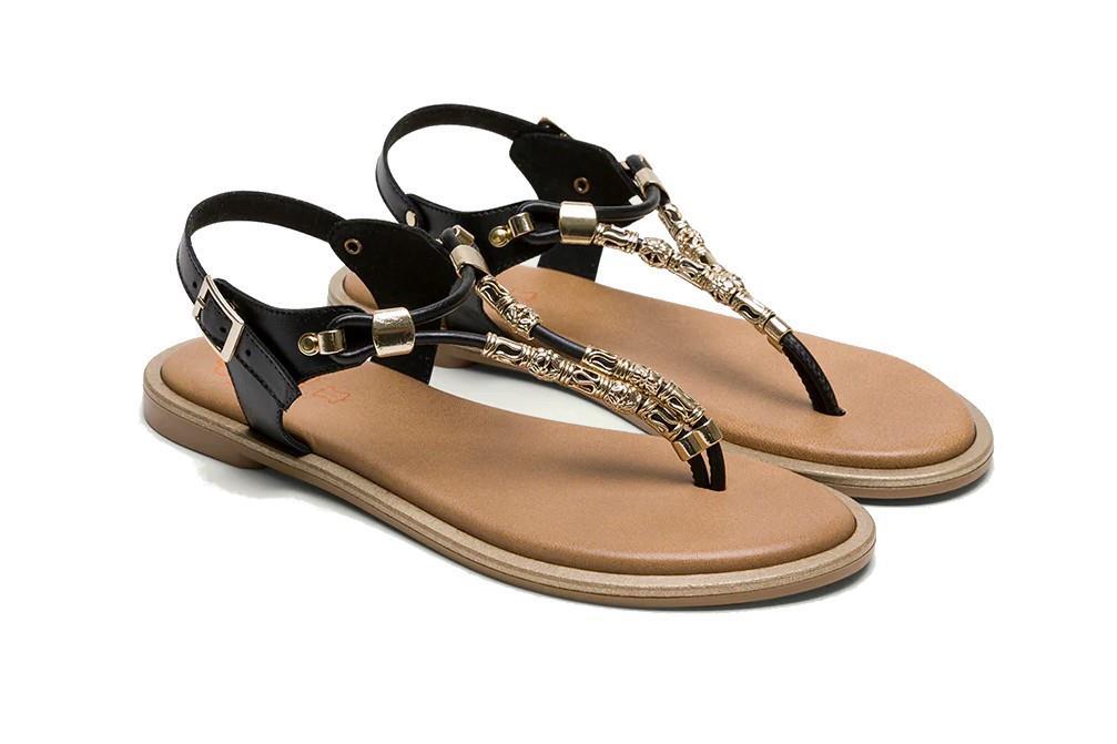 Sandalias planas de dedo Estela 3112 en negro