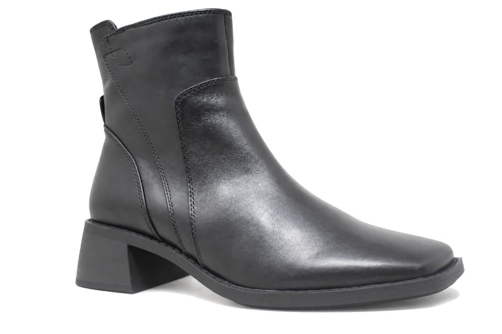 Botines de piel negros con tacón bajo Regarde le Ciel Lilla-01 para mujer