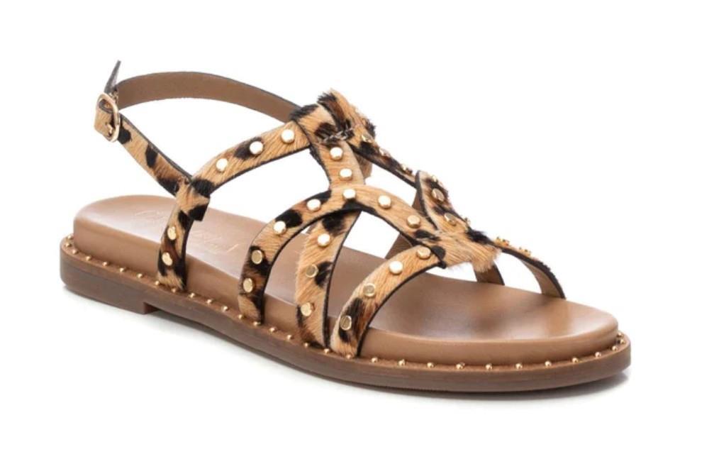 Sandalias planas 162392 en leopardo para mujer