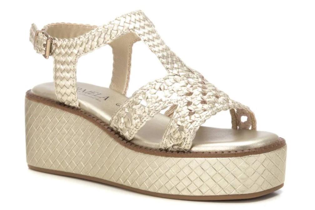 Sandalias con plataforma Carmela 162231 en oro para mujer