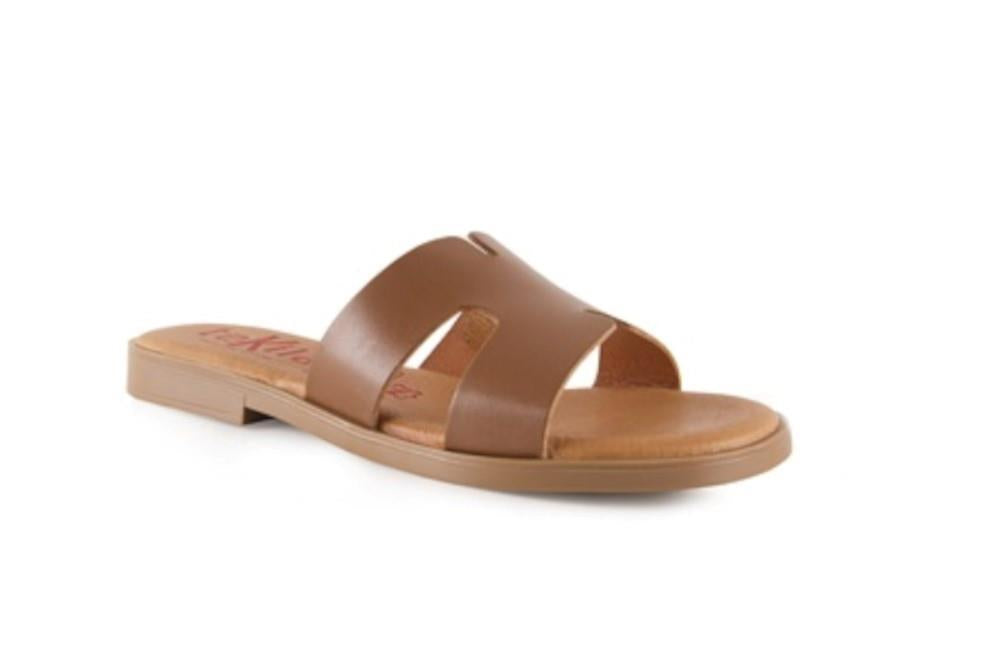Sandalias planas de pala TEKILA 141 en cuero para mujer