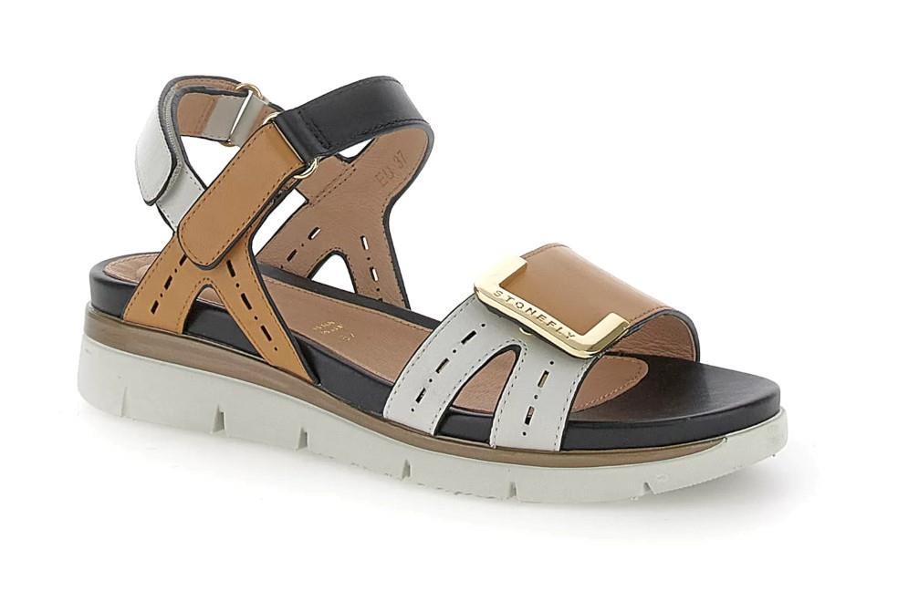 Sandalias planas Stonefly 220834 ELODY 24 CALF LTH para mujer en blanco