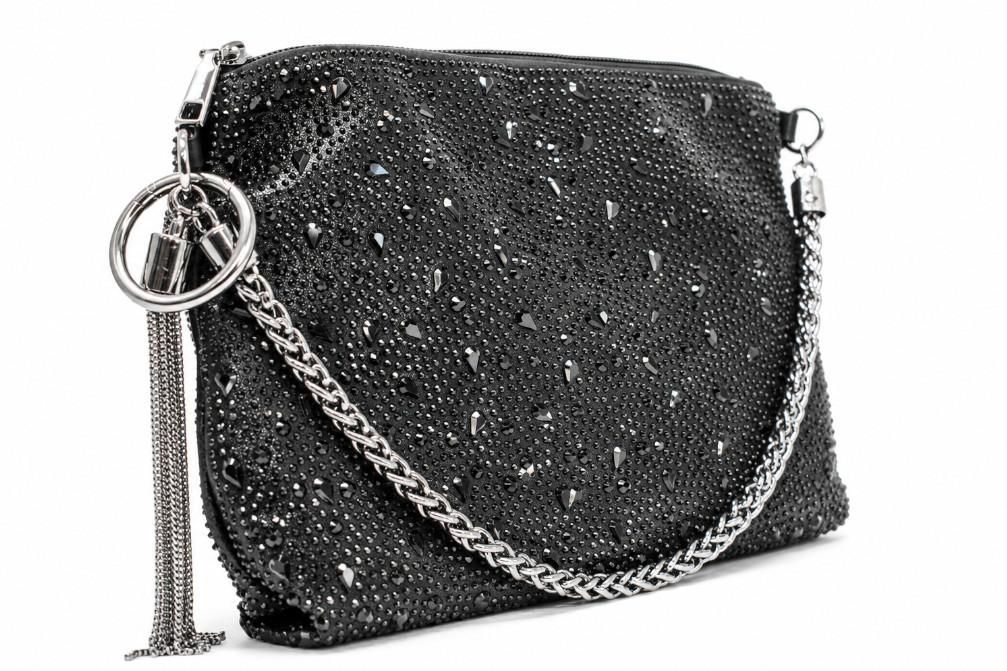 Bolso de Fiesta Negro Mujer Menbur AMB1101 con Pedrería